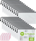 Vuzvuv A5-22 PCS 9.49"x 7.09"Mesh Zipper Pouch Set，Resistant Document File Folders Plastic Mesh Bag with Label Sticker for File, Document, Makeup, Board Game School Office Home Travel Storage