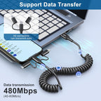 USB to USB-C Lightning Micro-USB Cable Combo 3 in 1 Coiled Cable Support Carplay & Android Auto [MFi & 3A Fast Charge & Data Sync] Coiled Lightning/USB C/Micro-USB Cable for iPhone 17 16 15 14 Android