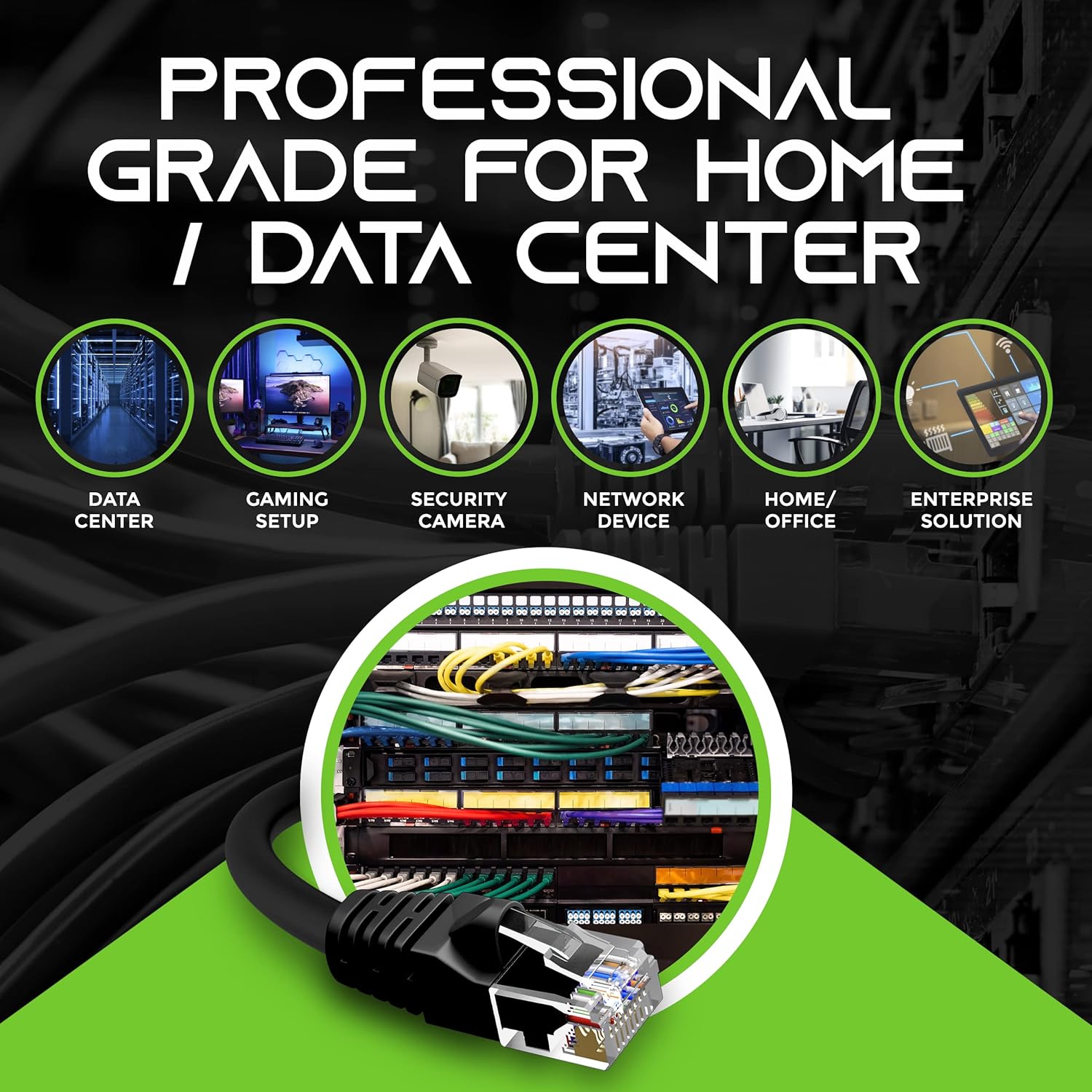 GEARit Cat 6 Ethernet Cable Pack - 100-Pack 0.5 ft Cat6 Ethernet Patch Cables | RJ45 Network Patch Cable, 10 Gbps Snagless Gold-Plated Connectors - Ethernet Cable Cat 6 for PC, TV, Router - Black