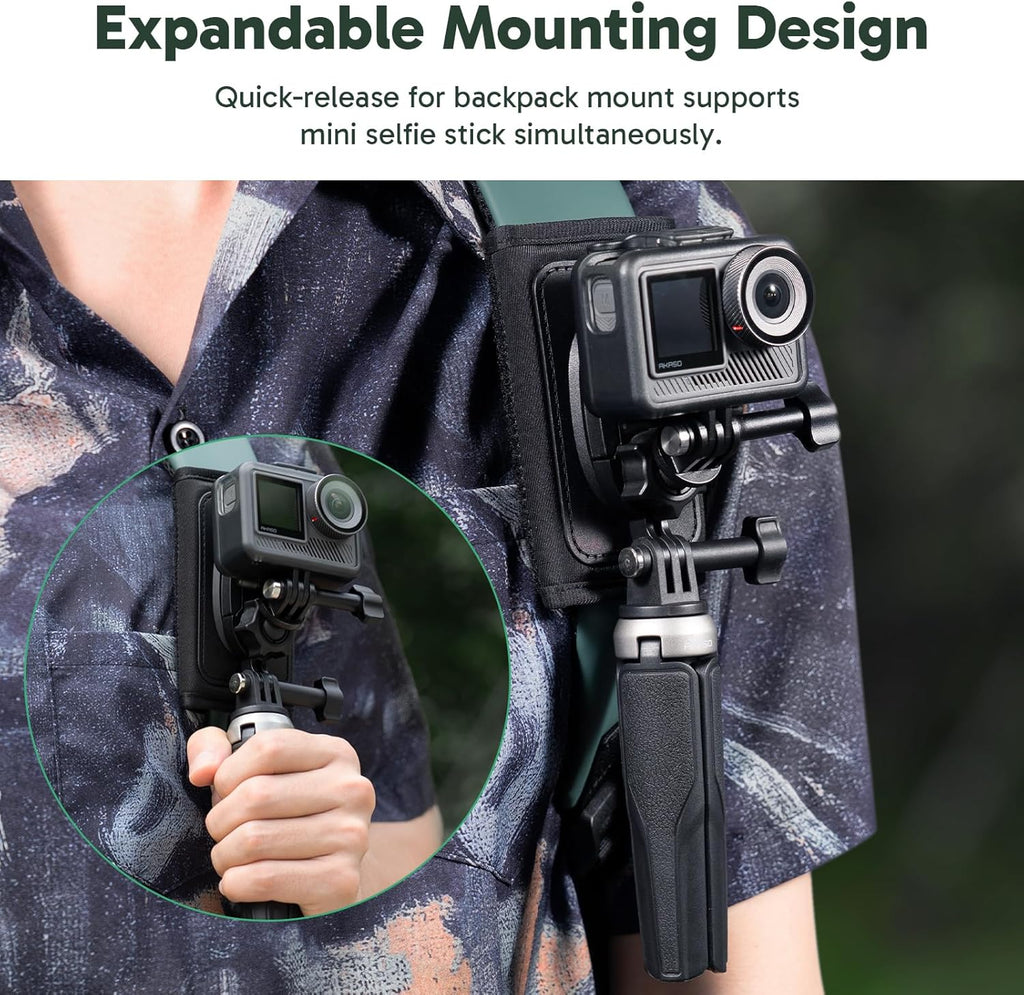 AKASO Quick Release Backpack Shoulder Strap Mount for Gopro 13 12 11 10 9, EK7000/EK7000 Pro/Brave 4/Brave 4 Pro/Brave 7 LE/Brave 7/Brave 8 and Other Action Cameras
