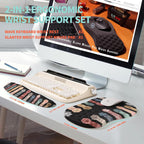 2-in-1 Ergonomic Set, Wave Rise Keyboard Wrist Rest and Massage Bulge Slope Mouse Pad Wrist Support, Cushion Memory Foam Integrated to Relieve Wrist Pain, Multicolour Cat Claws