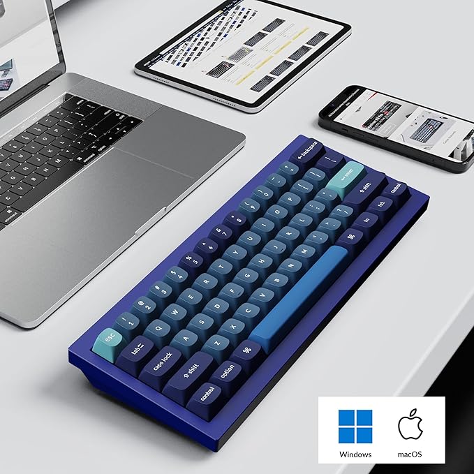 Keychron Q4 Wired Custom Mechanical Keyboard, 60% Layout QMK/VIA Programmable Macro with Hot-swappable Gateron G Pro Red Switch Double Gasket Compatible with Mac Windows Linux (Navy Blue)