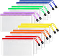 SUNEE Plastic Mesh Zipper Pouch 4.6x9.2 in (6 Colors, 12 Packs), Small Water-Resistant Zip Bag for School Office Supplies, Pencil Organizing Storage