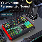 Podcast Equipment Bundle with 3.5mm Condenser Microphone for Pc/Phone Live Streaming Singing Gaming, Podcast Microphone Bundle with Live Sound Card Audio Mixer,Voice Changer, Denoise,DJ Sets