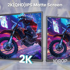 2K 180Hz Portable Monitor,23.8" 2560x1440 QHD 120% SRGB IPS FreeSync Gaming Moniter USB-C HDMI Large Work Home Office Second Monitor VESA Mountable, Adjustable Tilt & Height for Laptop, PS4,Xbox