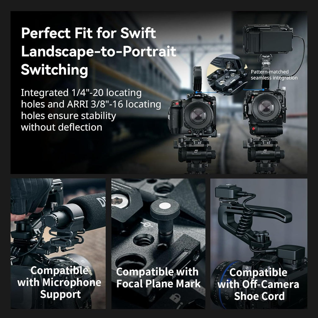 SmallRig Cage Kit for Canon C80, Modular Design with Top Plate, Side Plates, Bottom Plate, NATO Rail, Lens Adapter Support, for HDMI Clamp, with Cold Shoe Mount, 1/4''-20 & 3/8''-16