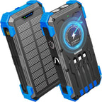 Solar Charger Power Bank, 42800mAh Wireless Portable Charger with USB-C in/Output, QC3.0 Fast Charging 15W 4 Ports Outdoor Battery Pack Built-in Dual Led Flashlights for iPhone Samsung etc