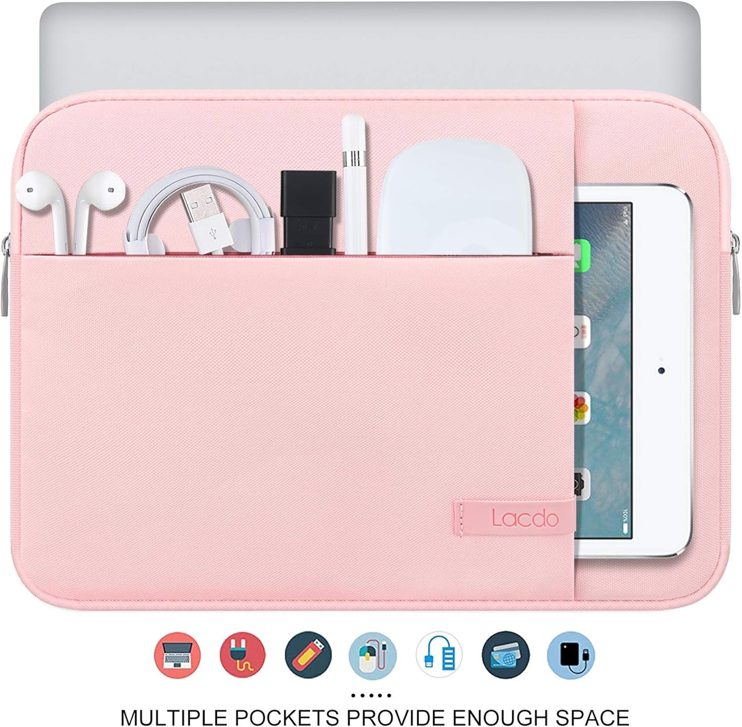 Lacdo 15-15.6 Inch Laptop Sleeve Case for Acer HP Lenovo Dell ASUS Laptop, Acer Aspire 15, HP Pavilion/Envy 15, Dell Inspiron/Latitude 15, Lenovo IdeaPad 15, ASUS ZenBook 15 Computer Bag, Pink