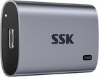 SSK 256GB SSD External Hard Drive, Portable SSD Up to 550MB/s Fast Solid State Drives, External Drive USB 3.2 Gen2 for iPhone 15/Pro, Windows, Mac, Android with LED Light, Trim, Smart Supported