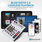 6 Channel Audio Mixer Professional Sound Board Console w/99 DSP Effects 48V Phantom Power Bluetooth USB Interface Stereo DJ Mixer Board for Karaoke Live Performance DJ Stage