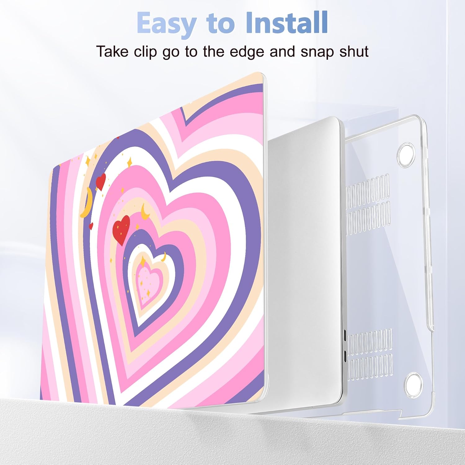 Case for MacBook Pro 13 inch with/Without Touch Bar (2016-2022, M2 A2338 M1 A2289 A2251 A2159 A1989 A1706 A1708), Hard Shell + Keyboard Cover + Dust Plug, Wildflower Heart