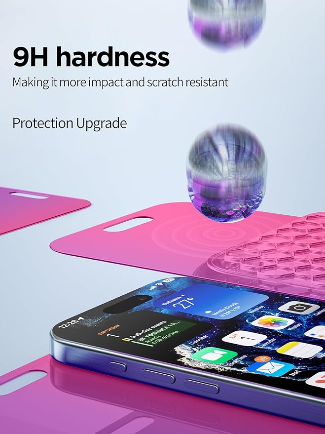 Compatible for iPhone 15 Plus Privacy Screen Protector Tempered Glass 6.7 Inch, Pink Gradient Anti Spy Anti Blue Light HD Easy Installation