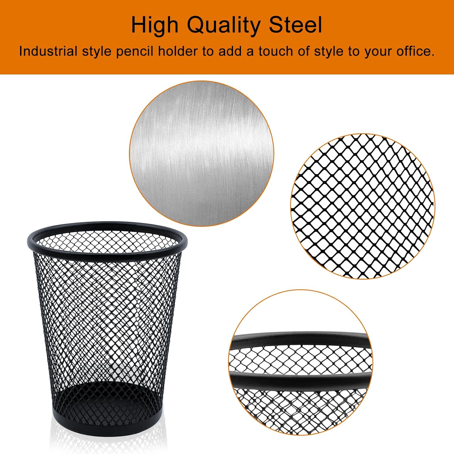 Desk Pencil Pen Holder, Wire Mesh Pen Cup Holder for Desk Organizer and Office Desk Accessories (6 Pack)