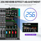 Depusheng MX8 8 Channel Sound Mixer Audio Mixing Console 48V 256DSP Professional USB PC Play Record Podcast Live Broadcast (US MX8)