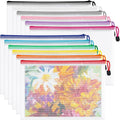 12pcs Mesh Zipper Pouch Bags, Waterproof A4 Letter Size Puzzle Bag for Organizing, Storage, Board Games and Office Supplies, 12 Colors