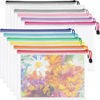 12pcs Mesh Zipper Pouch Bags, Waterproof A4 Letter Size Puzzle Bag for Organizing, Storage, Board Games and Office Supplies, 12 Colors