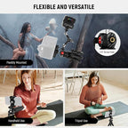 NEEWER Flexible Tripod with Remote, Mini Camera Phone Tripod Stand with Hidden Phone Holder&Action Camera Adapter Compatible with iPhone GoPro Hero13 12 11 10 DJI Insta360 Samsung for Vlogging, TP34