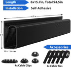 Cable Management Under Desk 94.5in (6X L15.8in) J Channel, ZhiYo Cord Organizer for Desk, Self-Adhesive Cable Organizer, Cord Management Wire Organizers for Cords, Wire Management Cable Raceway Black