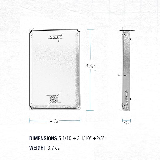 1TB External SSD USB-C Portable Solid State Drive (USB 3.1 Gen 2) | 3D NAND Flash | Rapid by VectoTech