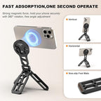 COMAN DP55 Magnetic Phone Tripod for iphone, Foldable Magnetic Mini Tripod Pocket Cell Phone Stand with Arca-Swiss, 1/4'' Screw Hole, Cold Shoe Mount, Compatible with Magsafe for iPhone 16/15/14/13/12