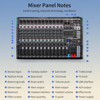DJ Mixer, TKLBLS Professional 12 Channel Audio Mixer Board with 99-Bit DSP, Sound Board Mixing Console 7-Band EQ Output, USB Audio Interface, Bluetooth 48V Phantom Power For Karaoke Studio Streaming