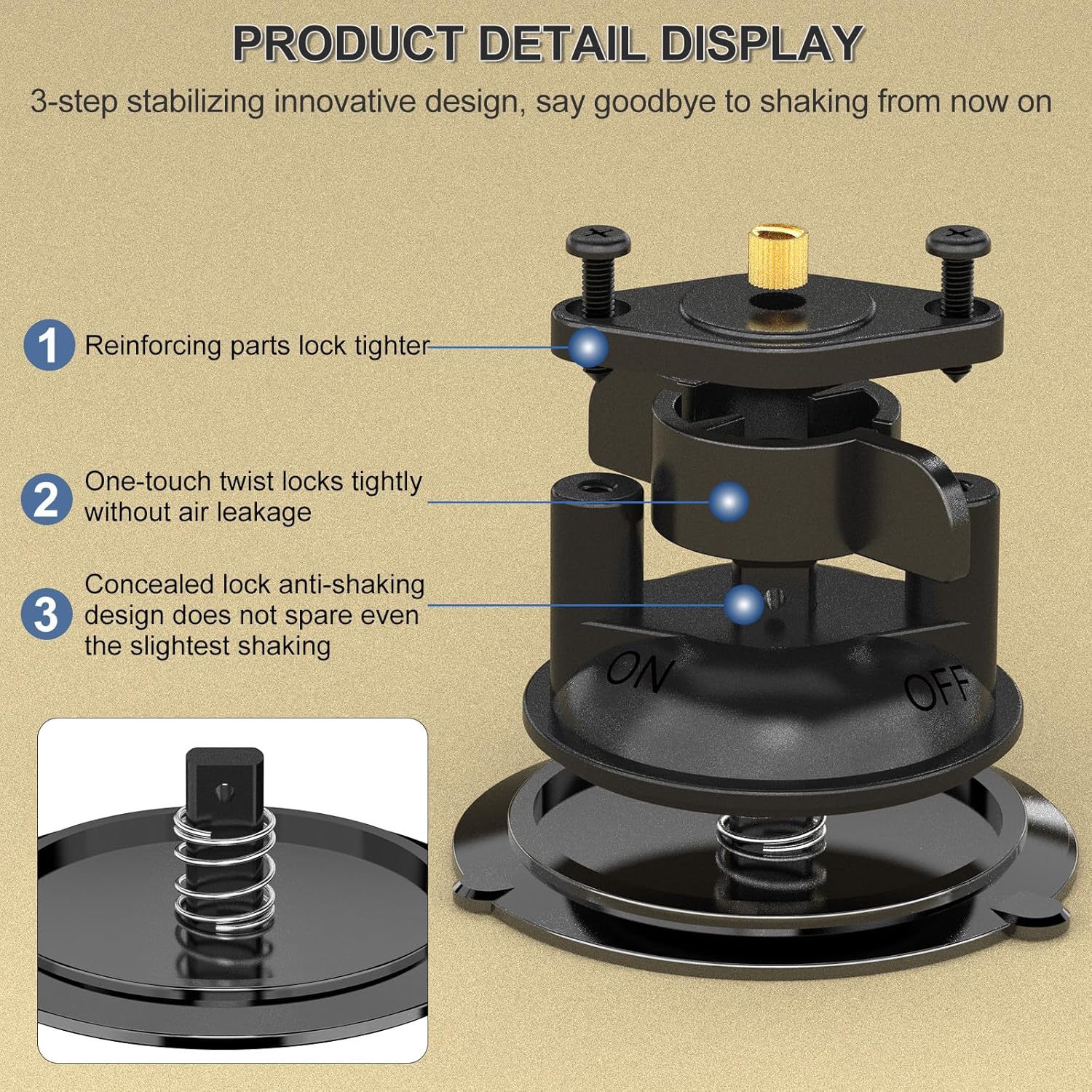 Suction Cup Mount, Windshield Suction Mount Bracket, Single Suction Base with 1/4" Female Threaded for Magic Arm Gopro Adapter