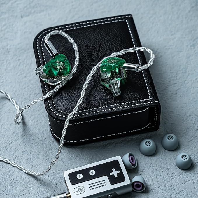 Kiwi Ears Orchestra Lite in Ear Monitor, Custom 8BA HiFi Earphone, Studio Monitor Headphone, Wired Earbuds with Detachable OFC Cable, Handcrafts Faceplate for Audiophile Musician (Green)