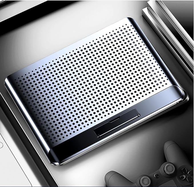 16inch Single Fan Lap Chill Mat - Aluminum Panel Laptop Cooling Pad, Heat Protection Laptop Cooler, Adjustable Foldable Long Stand, Fans Switch with dimmable-Speed, USB-A Connection Laptop Fan