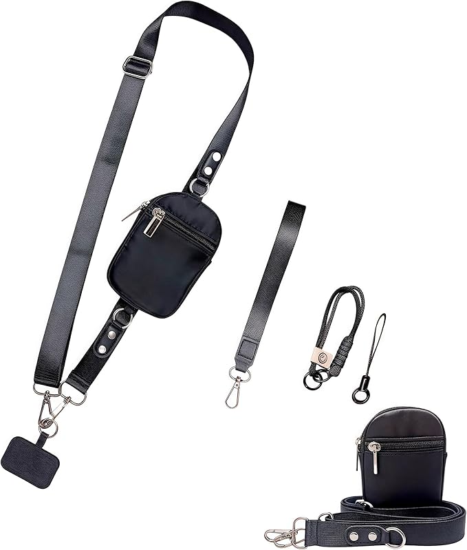 Clip and Go Strap for Phone with Wallet - Adjustable and Detachable Phone Lanyard Crossbody, Wrist Wallet for Home Travel