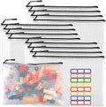 12pcs Large Mesh Zipper Pouch File Bags YOPCDJ Reusable Zippered Pouches for Organizing Classroom, Board Game Storage, Puzzle Bags Black