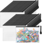 Jetec 32 Pcs Mesh Zipper Bags Toy Storage Bikini Organizer Bag Bolsas Para Guardar Trajes De Baño Waterproof Zipper Reusable Pouch Puzzle Multipurpose for Storage Office(Black,7.5 x 5 Inch)