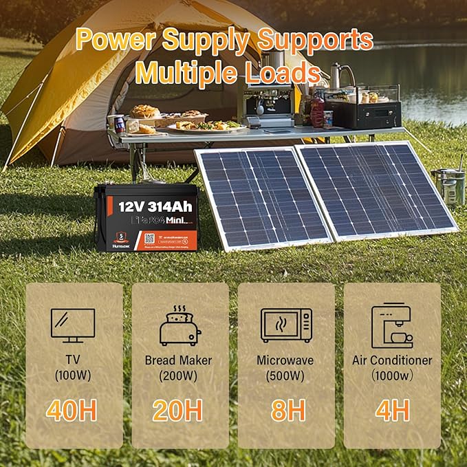 12V 314Ah LiFePO4 Lithium Battery with Bluetooth – 4.19kWh Energy, 100A BMS, 15000+ Cycles, Low-Temp Protection – for RV, Marine, Solar, Off-Grid, Home Backup (Compact & Lightweight)