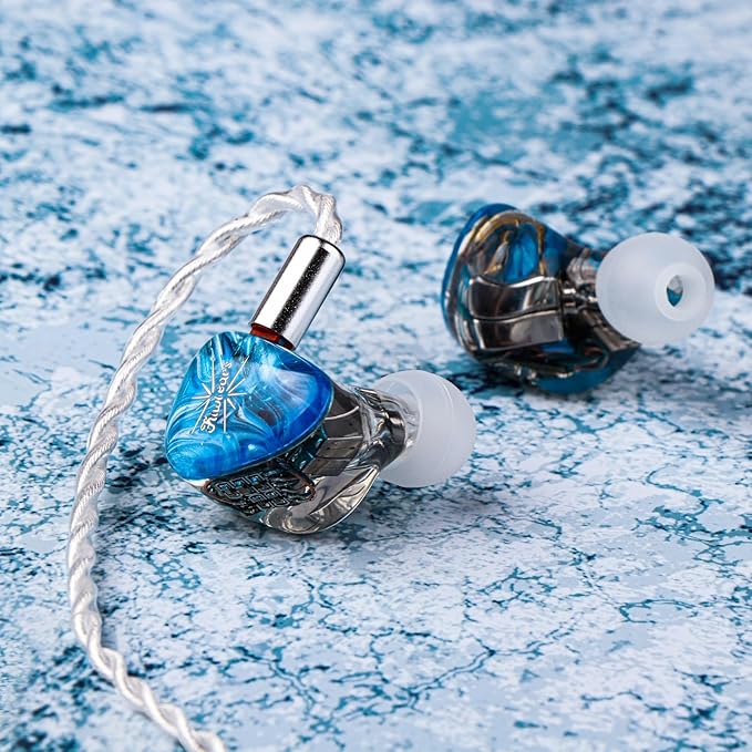 Kiwi Ears Orchestra Lite in Ear Monitor, Custom 8BA HiFi Earphone, Studio Monitor Headphone, Wired Earbuds with Detachable OFC Cable, Handcrafts Faceplate for Audiophile Musician (Blue)
