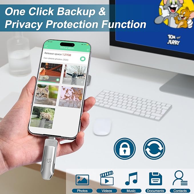 128GB Photo-Stick-iPhone-16 15-Flash-Drive iPhone USB C Memory Stick For Photo Video Contact iPhone-External-Storage-iPad-Photo-Backup-Stick iPhone-Thumb-Drive iPhone-Photo-Storage Android-Photo-Stick