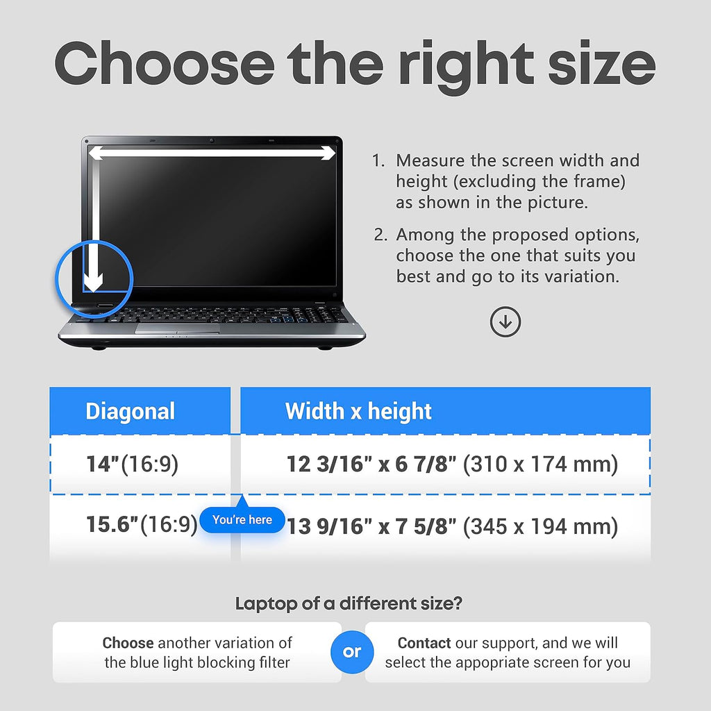 14 inch Blue Light Blocking Screen Protector Panel for 16:9 Widescreen Computer Monitor and Laptop - PC Anti-UV Eye Protection Filter Film - Anti-Scratch Diagonal Frame Shield [2 Pack]