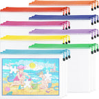 24pcs Mesh Zipper Pouch File Bags, Large Puzzle Storage Bags, A3 17x12 Inch Reusable Classroom Pouches for Organizing, 8 Colors