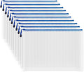 AUSTARK 10 Pcs Zipper File Bags, Waterproof Plastic Mesh Pouch for Office School, Board Game Storage Bags (A3 Size 16.9''x12'', White and Blue)