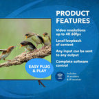 OREI Professional 4K 4x4 HDMI Extender Matrix - HDBaseT UltraHD 4K @ 60Hz 4:2:0 Over Single CAT5e/6/7 Cable with HDR Switcher & IR Control, RS-232 - Up to 230 Ft - Loop Out - 4 Receivers Included