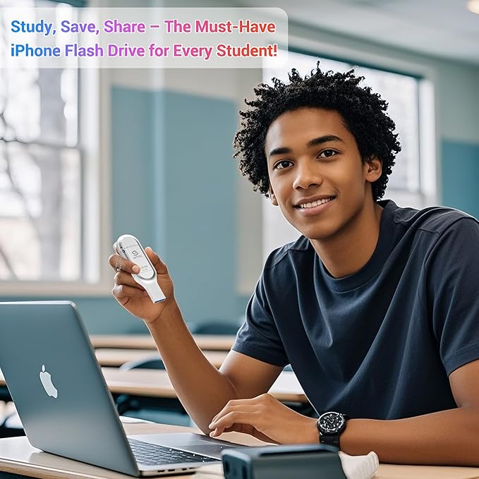 MFi Certified 256GB 3-in-1 Photo-Stick-for-iPhone-USB-Flash-Drive Photo-Storage-Stick-iPhone-Thumb-Drive External-Storage-Mobile-for-Android iPad Type-C Flash Drive Photo-Stick for iPhone 16/15/14