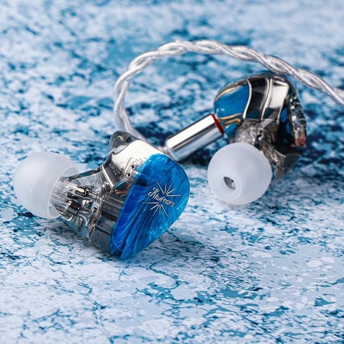 Kiwi Ears Orchestra Lite in Ear Monitor, Custom 8BA HiFi Earphone, Studio Monitor Headphone, Wired Earbuds with Detachable OFC Cable, Handcrafts Faceplate for Audiophile Musician (Blue)