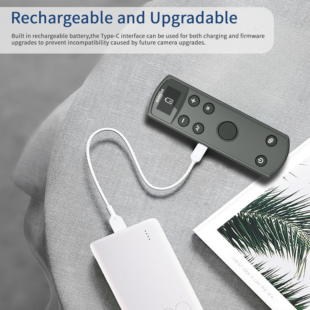 AODELAN for Canon Rechargeable Wireless Shutter Release Camera Remote Control Zoom Focus Compatible with R50,G7X Mark III,R6 Mark II,R5,R6,M6 Mark II,M200,M50,90D,200D,Replace Canon BR-E1(Black)