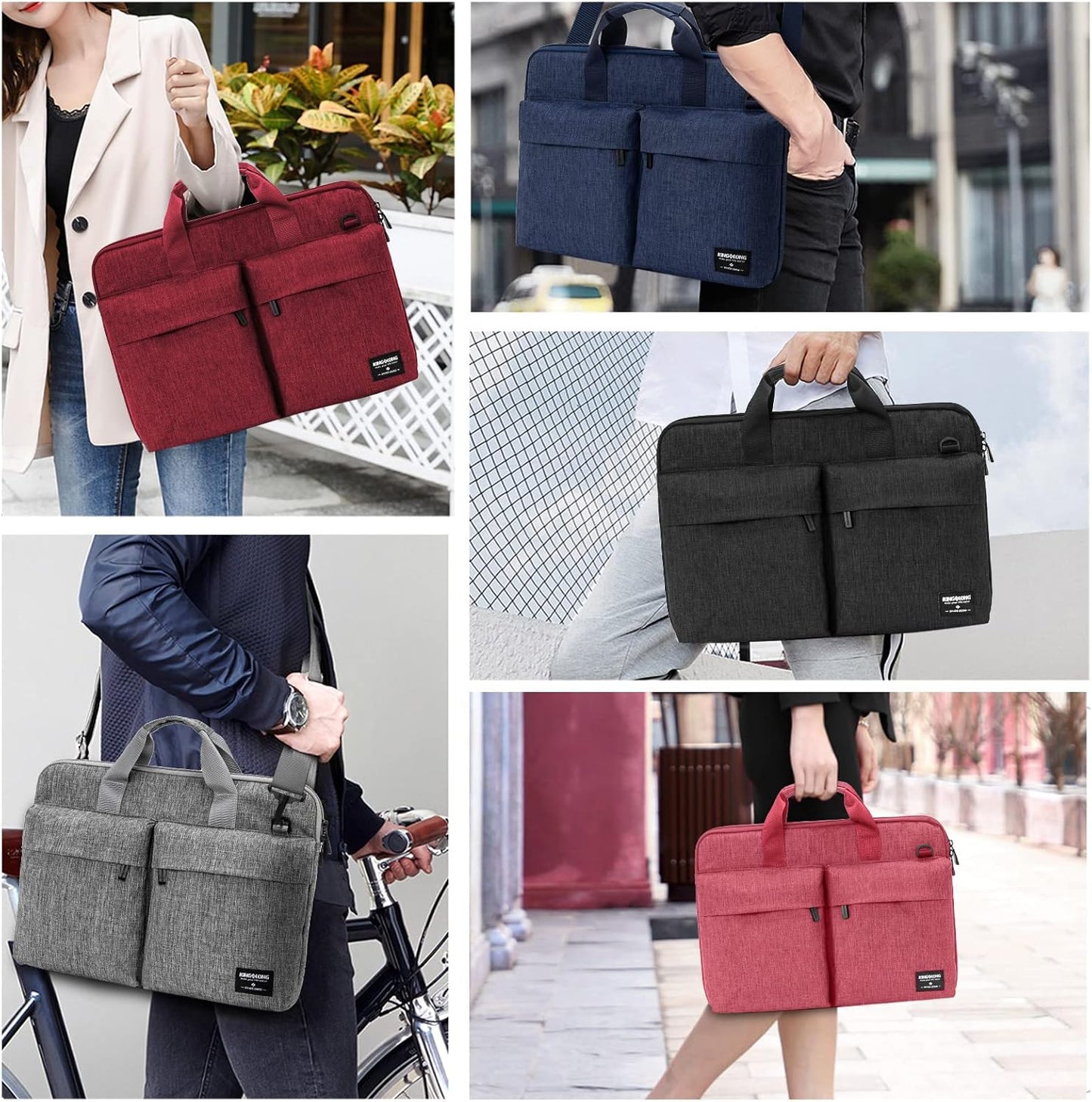 KINGSLONG Slim 17.3 inch Laptop Sleeve Bag Carrying Case with Shoulder Strap, Notebook Ultrabooks Computer Handbag Cover for Men Women Fit for Acer Asus HP Pink