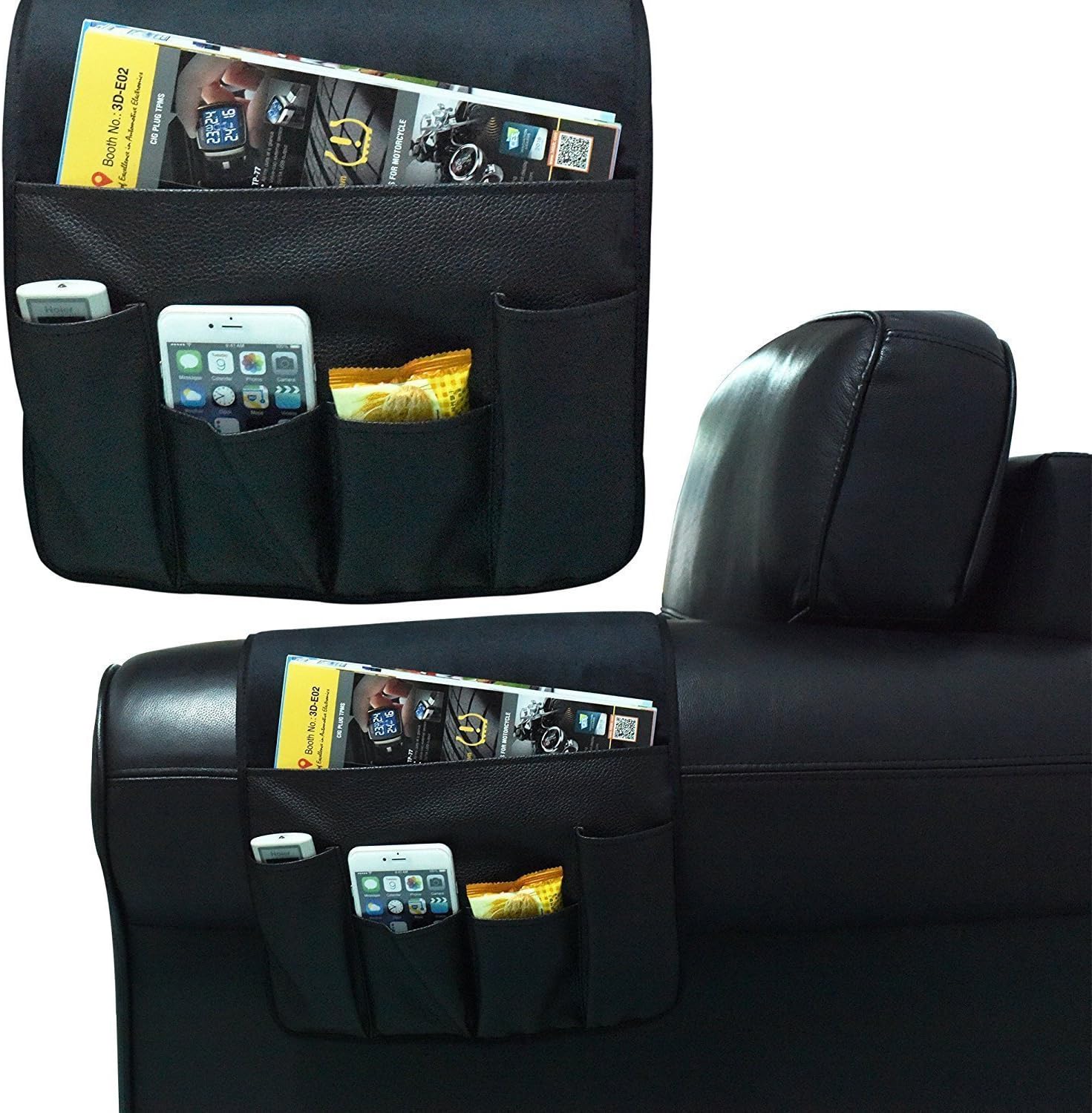 Wanty Velvet Sofa Couch Chair Armrest Soft Caddy Organizer Holder for Remote Control, Cell Phone, Book, Pencil (Black)