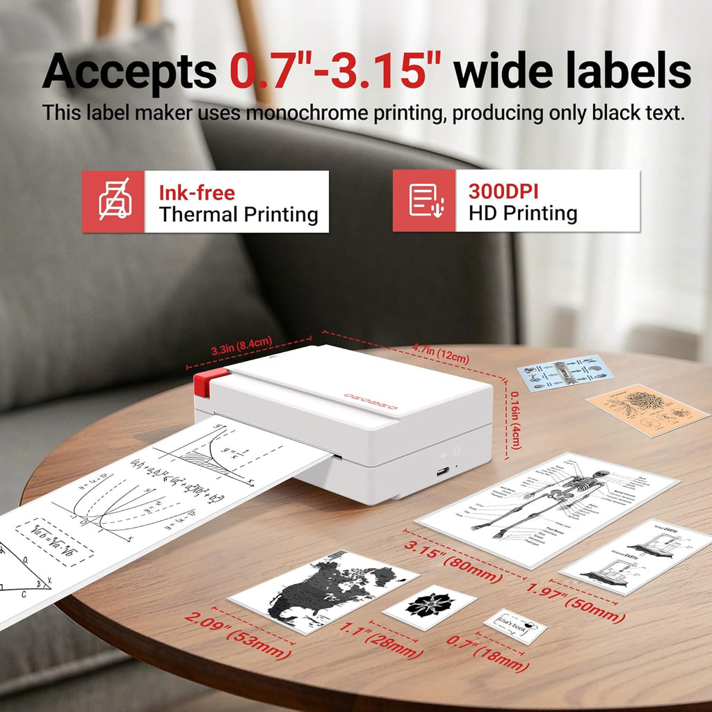 ORGBRO Sticker Printer Machine, X3 Mini Printer Print Pods Portable Thermal Inkless Sticker Maker, 3-Inch 300 DPI Bluetooth Pocket Printers for Smartphones, Notes, Journal, Photos, DIY, Kids Gift