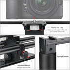 Universal Aluminum Alloy DSLR Mirrorless Camera Camcorder Stabilizer Extension Cage Mount for Mic Monitor Light, Movie Making Rig YouTube Tiktok Vlogging Video Kit w/Phone Holder for Canon Sony Nikon