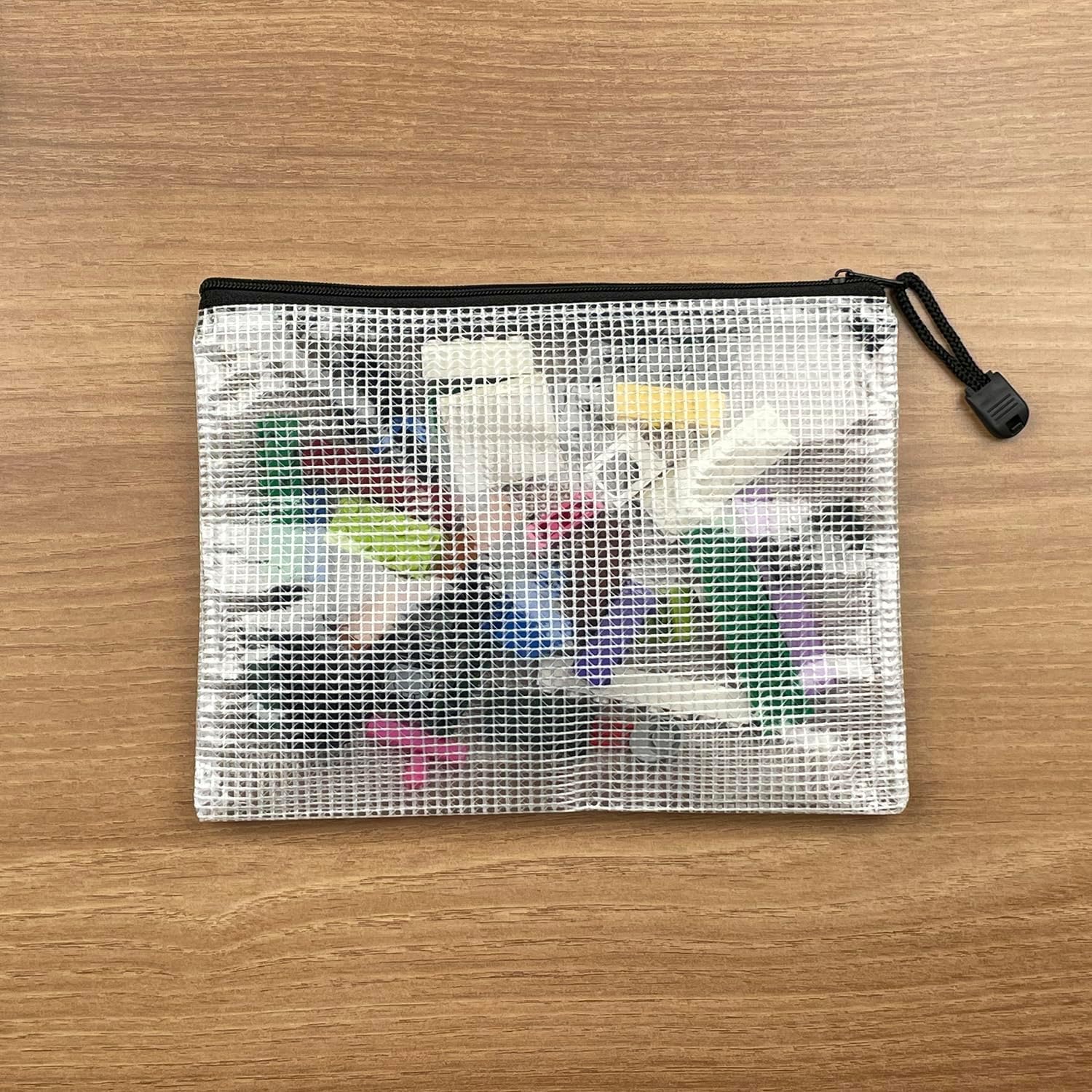 Oaimyy-4 x 6-20 Pcs-Plastic Mesh Zipper Pouch Document Folders Bag Zip File Bags for Office Supplies,Home,Travel Storages,Puzzle Board Games Storage- (Black)