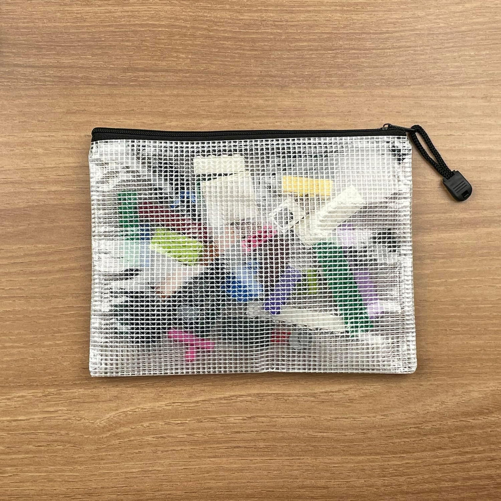 Oaimyy-24 Pcs Plastic Mesh Zipper Pouch Document Folders Bag Zip File Folders for School Office Supplies, Travel,Puzzles Games Organizing Storage-Black (MultiSize)