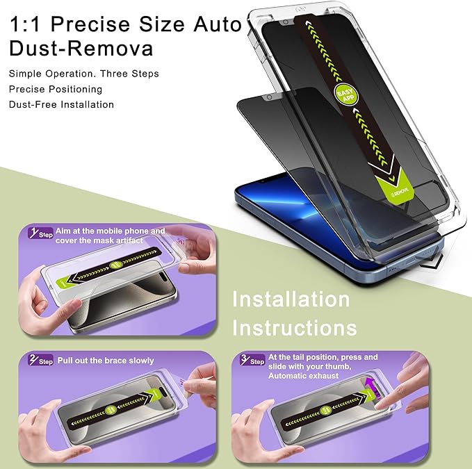 (2-Pack Matte Privacy Anti-Spy Screen Protector for iPhone 13 Pro Max/14 Plus (6.7-Inch),9H Tempered Glass,Anti-Glare,Full Coverage,Anti-Fingerprint,Auto Dust Removal,Bubble-Free