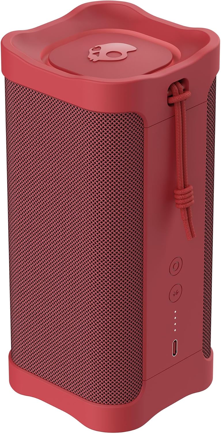 Skullcandy Terrain XL Wireless Bluetooth Speaker - IPX7 Waterproof Portable Speaker, 18 Hour Battery, Nylon Wrist Wrap, True Wireless Stereo (Red)