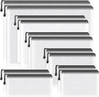 Umriox Zipper Bags, 6 Assorted Size (Black, 12 Packs), Project Bags for Cross Stitch, Mesh Zipper Pouch for Office Supplies Travel Accessories and Board Games Storage